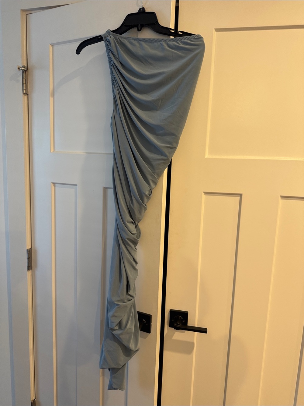 Norma Kamali Diana One Shoulder Dress, $250 Retail, Soft Blue, Size XS - Picture 7 of 9
